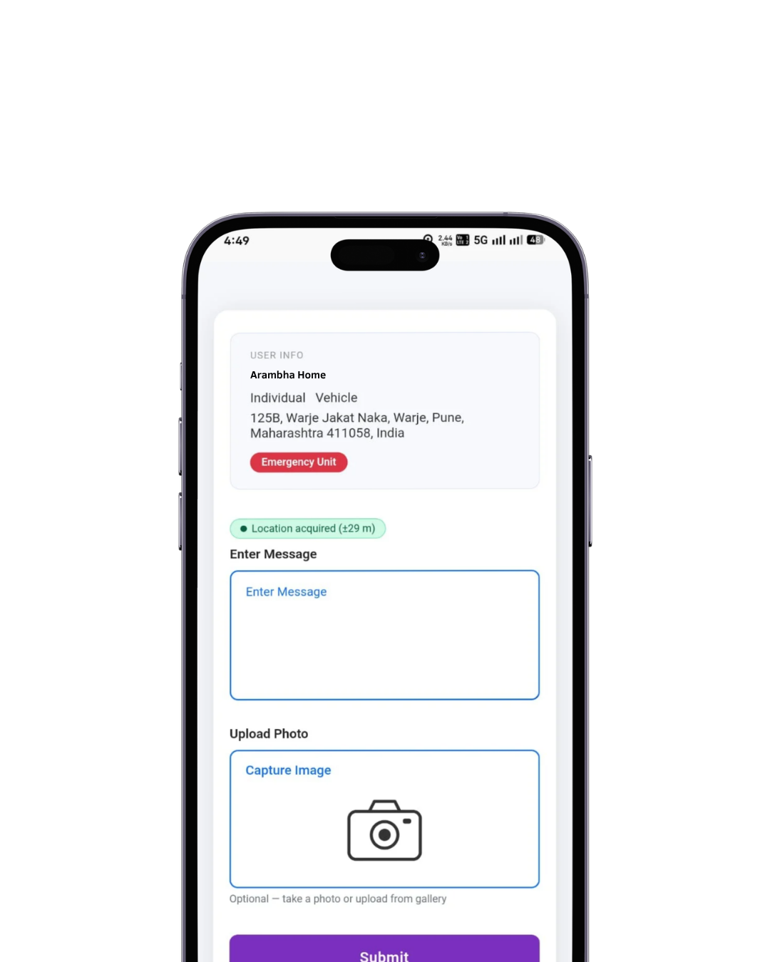 Door security app user profile showing visitor details, access information, and safety verification data